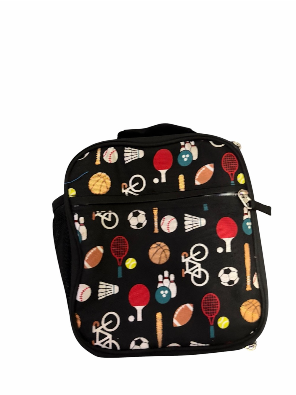 Source Unknown Black Kids Sports Pattern Lunch Bag